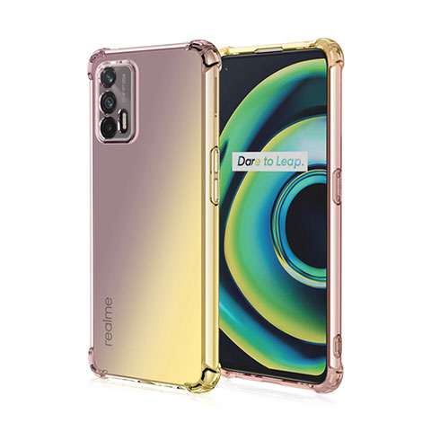 Custodia Silicone Trasparente Ultra Sottile Cover Morbida Sfumato per Realme Q3 Pro 5G Giallo