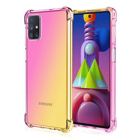 Custodia Silicone Trasparente Ultra Sottile Cover Morbida Sfumato per Samsung Galaxy M51 Giallo