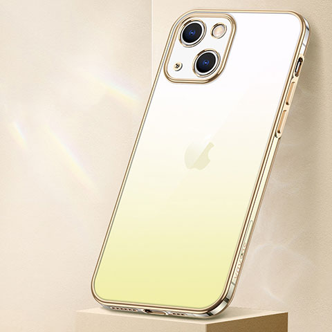 Custodia Silicone Trasparente Ultra Sottile Cover Morbida Sfumato S01 per Apple iPhone 15 Giallo