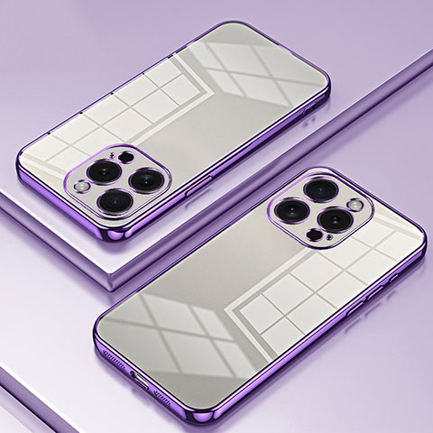 Custodia Silicone Trasparente Ultra Sottile Cover Morbida SY1 per Apple iPhone 16 Pro Max Viola