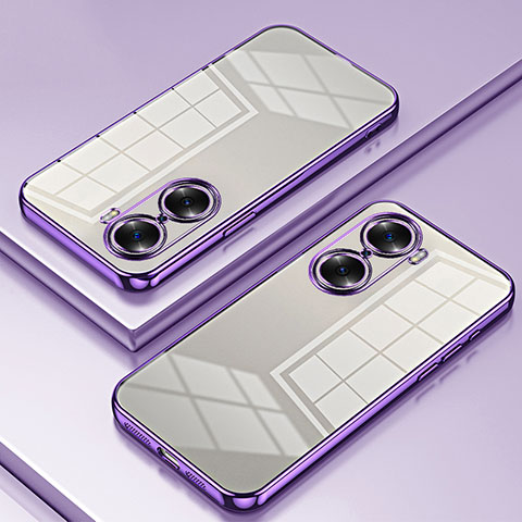 Custodia Silicone Trasparente Ultra Sottile Cover Morbida SY1 per Huawei Honor 60 5G Viola