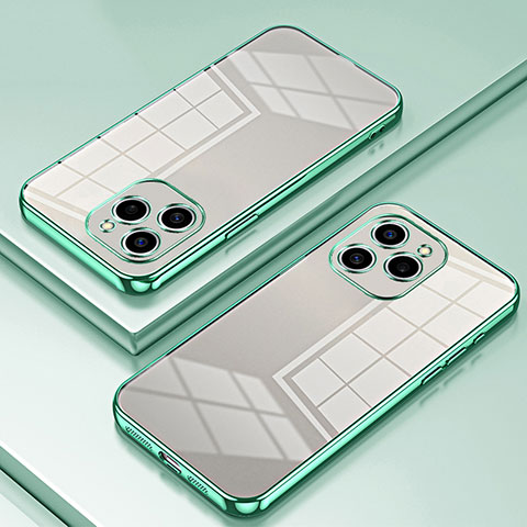 Custodia Silicone Trasparente Ultra Sottile Cover Morbida SY1 per Huawei Honor 60 SE 5G Verde