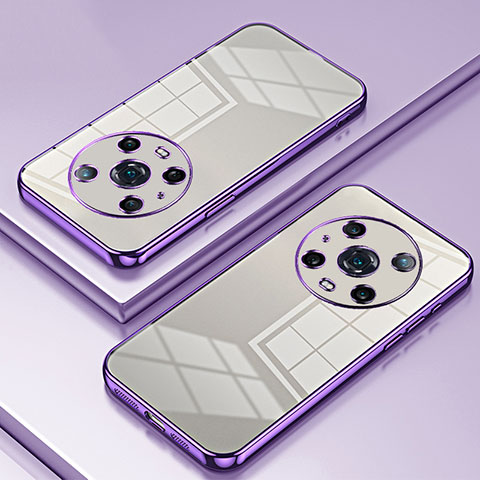 Custodia Silicone Trasparente Ultra Sottile Cover Morbida SY1 per Huawei Honor Magic4 Pro 5G Viola