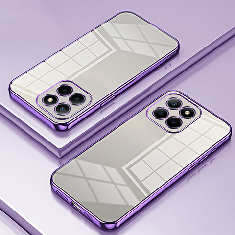 Custodia Silicone Trasparente Ultra Sottile Cover Morbida SY1 per Huawei Honor X8 5G Viola