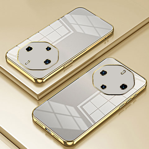 Custodia Silicone Trasparente Ultra Sottile Cover Morbida SY1 per Huawei Mate 60 RS Ultimate Oro