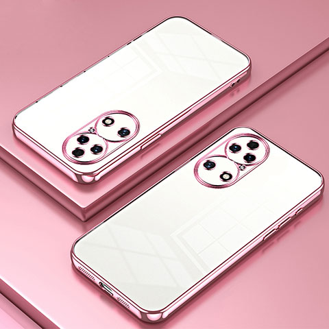 Custodia Silicone Trasparente Ultra Sottile Cover Morbida SY1 per Huawei P50 Oro Rosa