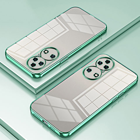 Custodia Silicone Trasparente Ultra Sottile Cover Morbida SY1 per Huawei P50 Verde