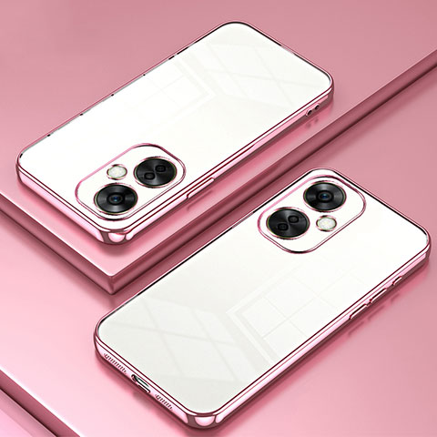 Custodia Silicone Trasparente Ultra Sottile Cover Morbida SY1 per OnePlus Nord CE 3 Lite 5G Oro Rosa