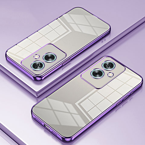 Custodia Silicone Trasparente Ultra Sottile Cover Morbida SY1 per Oppo A2 5G Viola