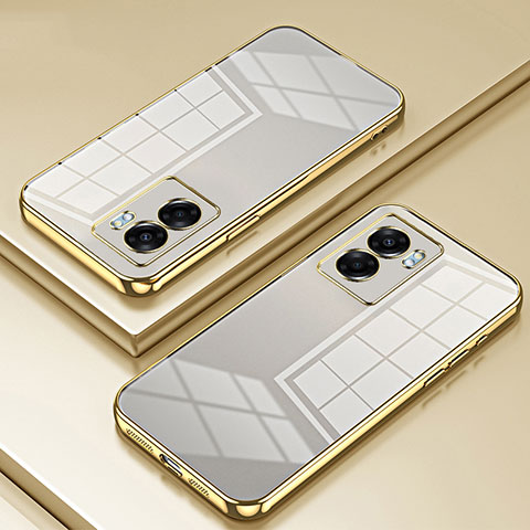 Custodia Silicone Trasparente Ultra Sottile Cover Morbida SY1 per Oppo A77 5G Oro