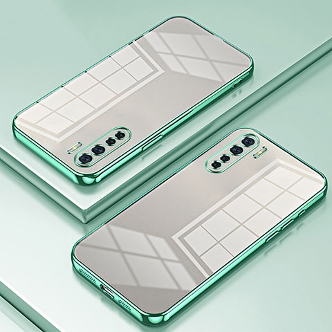 Custodia Silicone Trasparente Ultra Sottile Cover Morbida SY1 per Oppo A91 Verde