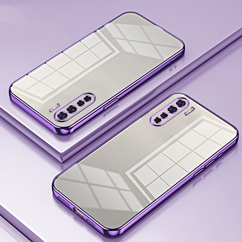 Custodia Silicone Trasparente Ultra Sottile Cover Morbida SY1 per Oppo A91 Viola