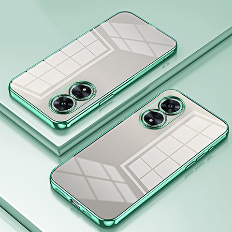 Custodia Silicone Trasparente Ultra Sottile Cover Morbida SY1 per Oppo A97 5G Verde