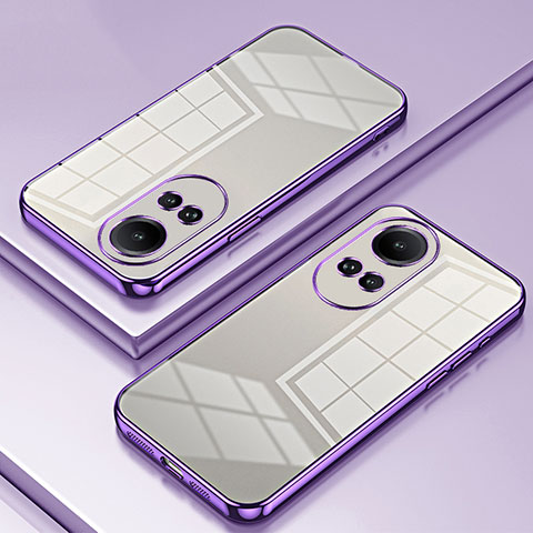 Custodia Silicone Trasparente Ultra Sottile Cover Morbida SY1 per Oppo Reno10 5G Viola