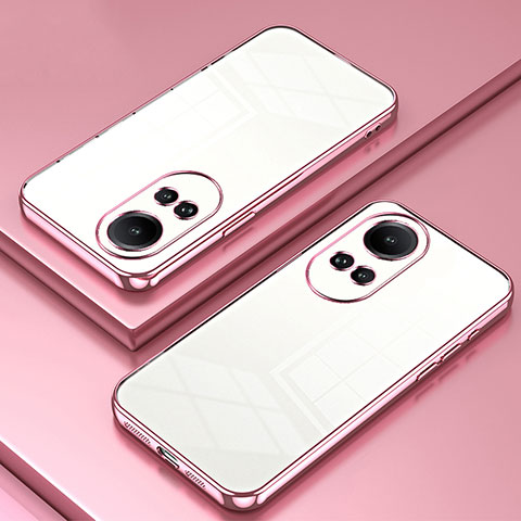 Custodia Silicone Trasparente Ultra Sottile Cover Morbida SY1 per Oppo Reno10 Pro 5G Oro Rosa