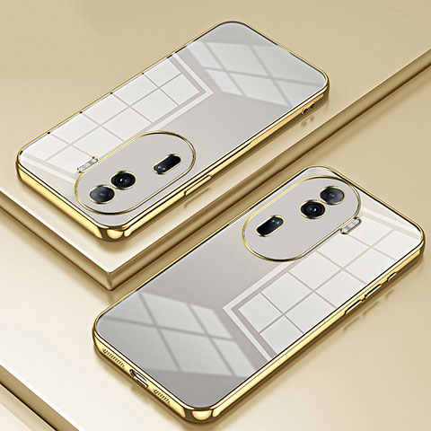 Custodia Silicone Trasparente Ultra Sottile Cover Morbida SY1 per Oppo Reno11 Pro 5G Oro