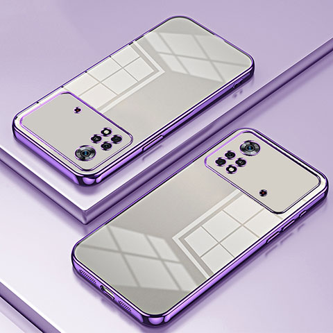 Custodia Silicone Trasparente Ultra Sottile Cover Morbida SY1 per Xiaomi Poco X4 Pro 5G Viola