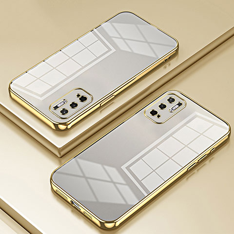 Custodia Silicone Trasparente Ultra Sottile Cover Morbida SY1 per Xiaomi Redmi Note 10 5G Oro