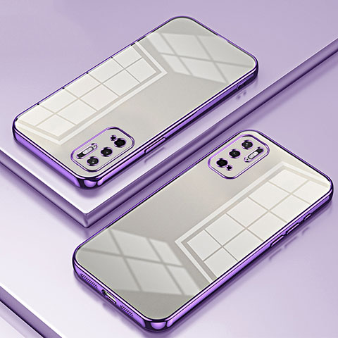 Custodia Silicone Trasparente Ultra Sottile Cover Morbida SY1 per Xiaomi Redmi Note 10 5G Viola