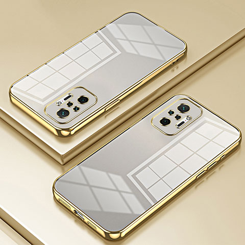 Custodia Silicone Trasparente Ultra Sottile Cover Morbida SY1 per Xiaomi Redmi Note 10 Pro 4G Oro