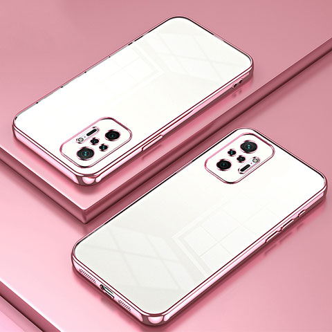 Custodia Silicone Trasparente Ultra Sottile Cover Morbida SY1 per Xiaomi Redmi Note 10 Pro 4G Oro Rosa