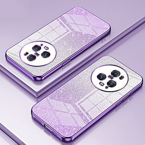 Custodia Silicone Trasparente Ultra Sottile Cover Morbida SY2 per Huawei Honor Magic5 Pro 5G Viola