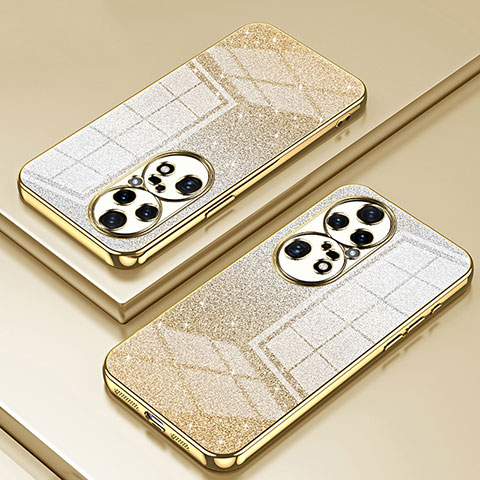 Custodia Silicone Trasparente Ultra Sottile Cover Morbida SY2 per Huawei P50 Pro Oro