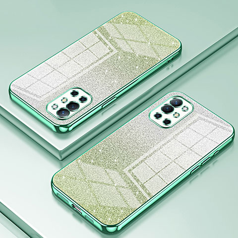 Custodia Silicone Trasparente Ultra Sottile Cover Morbida SY2 per OnePlus 9R 5G Verde