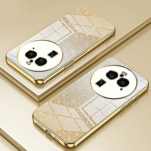 Custodia Silicone Trasparente Ultra Sottile Cover Morbida SY2 per Oppo Find X6 Pro 5G Oro