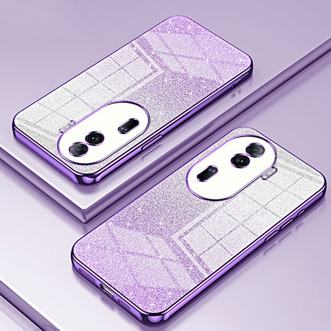 Custodia Silicone Trasparente Ultra Sottile Cover Morbida SY2 per Oppo Reno11 Pro 5G Viola