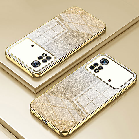 Custodia Silicone Trasparente Ultra Sottile Cover Morbida SY2 per Xiaomi Poco X4 Pro 5G Oro