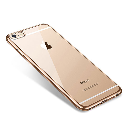 Custodia Silicone Trasparente Ultra Sottile Cover Morbida T09 per Apple iPhone 6 Plus Oro