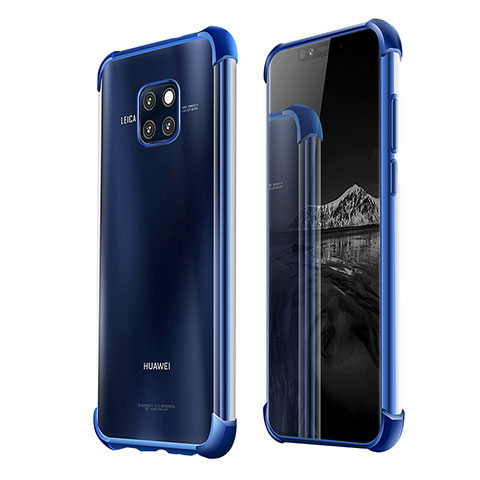 Custodia Silicone Trasparente Ultra Sottile Cover Morbida U03 per Huawei Mate 20 Pro Blu