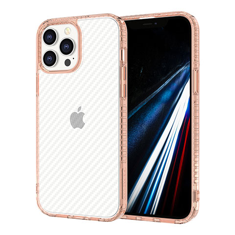 Custodia Silicone Trasparente Ultra Sottile Cover Morbida YJ1 per Apple iPhone 12 Pro Max Rosa