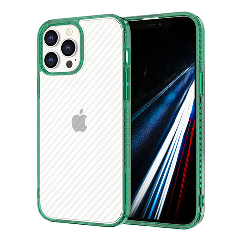 Custodia Silicone Trasparente Ultra Sottile Cover Morbida YJ1 per Apple iPhone 12 Pro Max Verde Notte