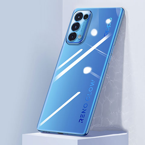 Custodia Silicone Trasparente Ultra Sottile Cover Morbida Z02 per Oppo Reno5 Pro 5G Blu