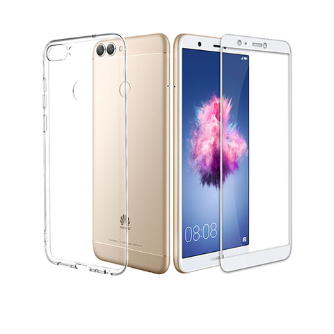 Custodia Silicone Trasparente Ultra Sottile Morbida con Pellicola Protettiva per Huawei Enjoy 7S Bianco