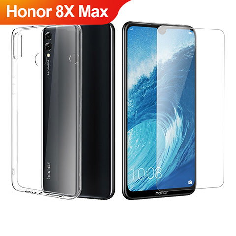 Custodia Silicone Trasparente Ultra Sottile Morbida con Pellicola Protettiva per Huawei Honor 8X Max Chiaro