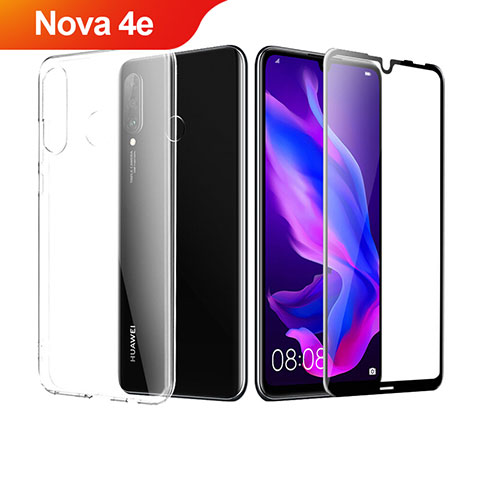 Custodia Silicone Trasparente Ultra Sottile Morbida con Pellicola Protettiva per Huawei Nova 4e Chiaro