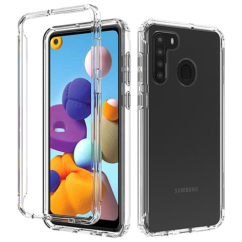 Custodia Silicone Trasparente Ultra Sottile Morbida Cover Fronte e Retro 360 Gradi Sfumato JX1 per Samsung Galaxy A21s Chiaro