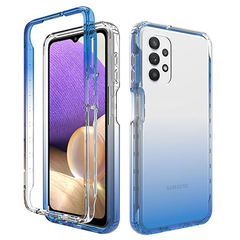 Custodia Silicone Trasparente Ultra Sottile Morbida Cover Fronte e Retro 360 Gradi Sfumato JX1 per Samsung Galaxy A32 4G Blu