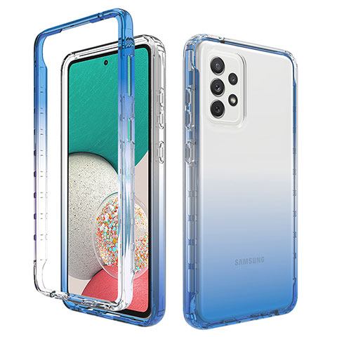 Custodia Silicone Trasparente Ultra Sottile Morbida Cover Fronte e Retro 360 Gradi Sfumato JX1 per Samsung Galaxy A33 5G Blu