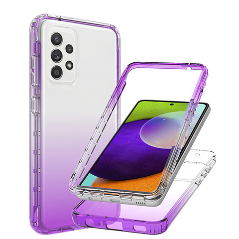 Custodia Silicone Trasparente Ultra Sottile Morbida Cover Fronte e Retro 360 Gradi Sfumato JX1 per Samsung Galaxy A52 4G Viola