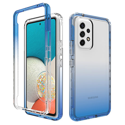 Custodia Silicone Trasparente Ultra Sottile Morbida Cover Fronte e Retro 360 Gradi Sfumato JX1 per Samsung Galaxy A53 5G Blu
