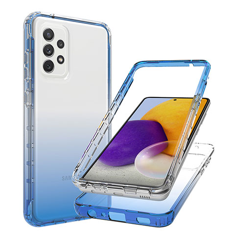 Custodia Silicone Trasparente Ultra Sottile Morbida Cover Fronte e Retro 360 Gradi Sfumato JX1 per Samsung Galaxy A72 4G Blu