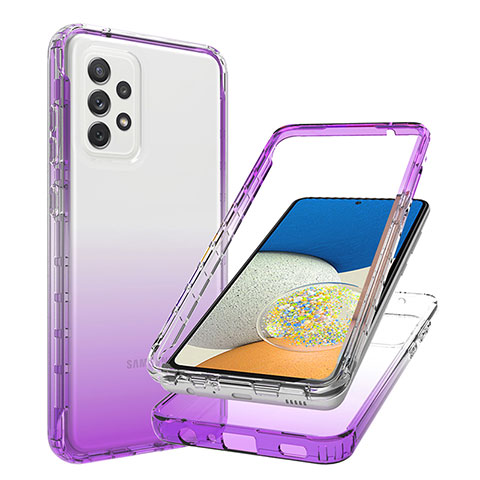 Custodia Silicone Trasparente Ultra Sottile Morbida Cover Fronte e Retro 360 Gradi Sfumato JX1 per Samsung Galaxy A73 5G Viola