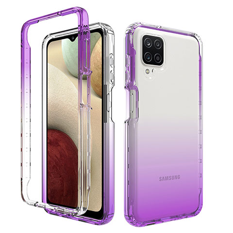 Custodia Silicone Trasparente Ultra Sottile Morbida Cover Fronte e Retro 360 Gradi Sfumato JX1 per Samsung Galaxy M12 Viola