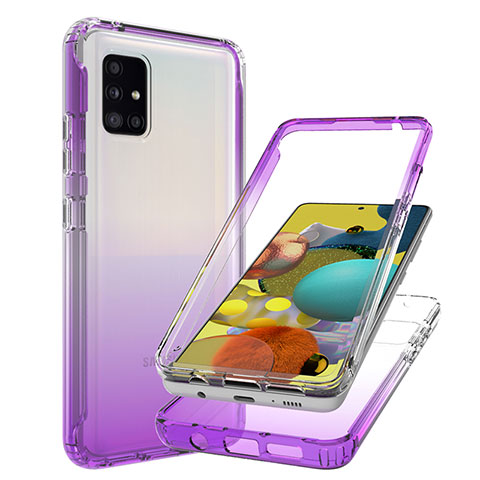 Custodia Silicone Trasparente Ultra Sottile Morbida Cover Fronte e Retro 360 Gradi Sfumato JX1 per Samsung Galaxy M40S Viola