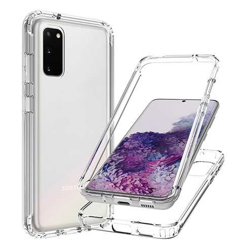 Custodia Silicone Trasparente Ultra Sottile Morbida Cover Fronte e Retro 360 Gradi Sfumato JX1 per Samsung Galaxy S20 5G Chiaro