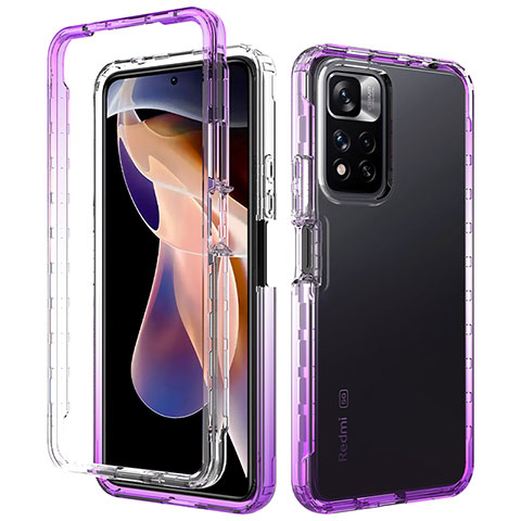 Custodia Silicone Trasparente Ultra Sottile Morbida Cover Fronte e Retro 360 Gradi Sfumato JX1 per Xiaomi Redmi Note 11 Pro+ Plus 5G Viola